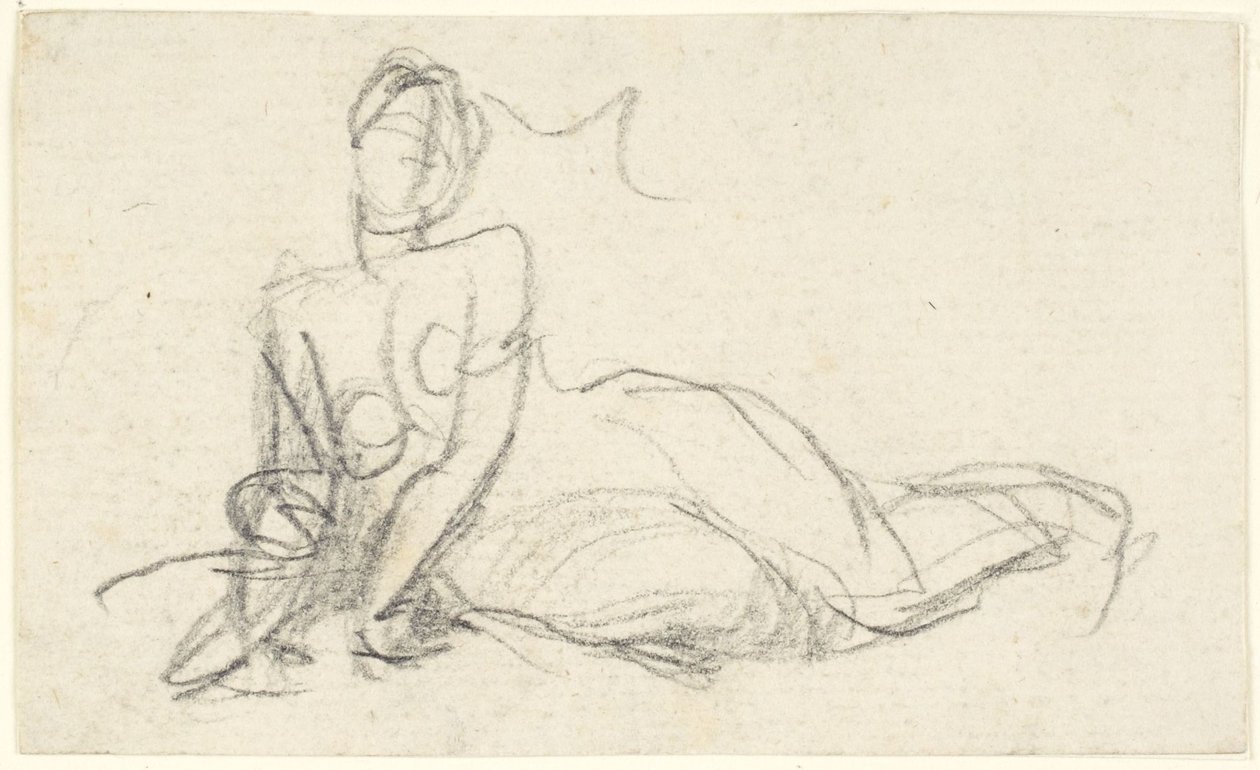 Weibliche Figur auf dem Boden sitzend von George Romney