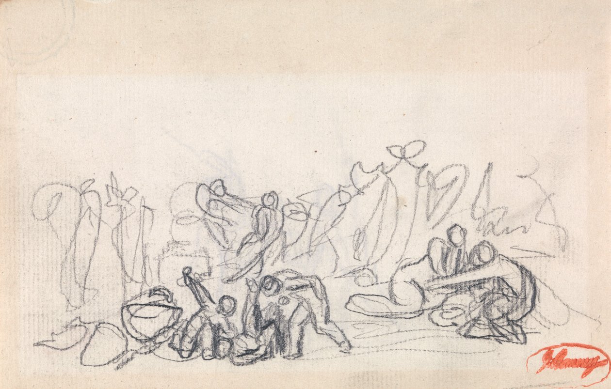 Gruppe von Figuren, möglicherweise Frauen und Kinder beim Spielen von George Romney