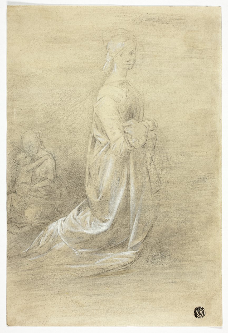 Kniende Frau, sitzende Mutter und Kind von George Romney