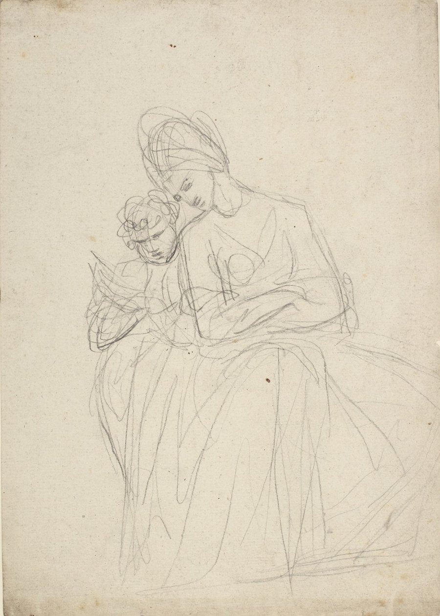 Porträtstudie einer sitzenden Frau mit Kind von George Romney