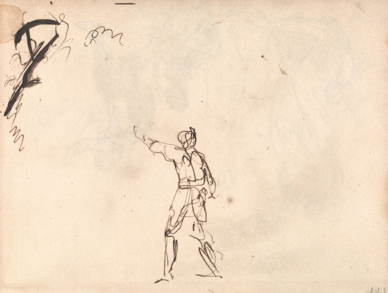 Stehende Figur mit erhobenem Arm, möglicherweise Macbeth von George Romney