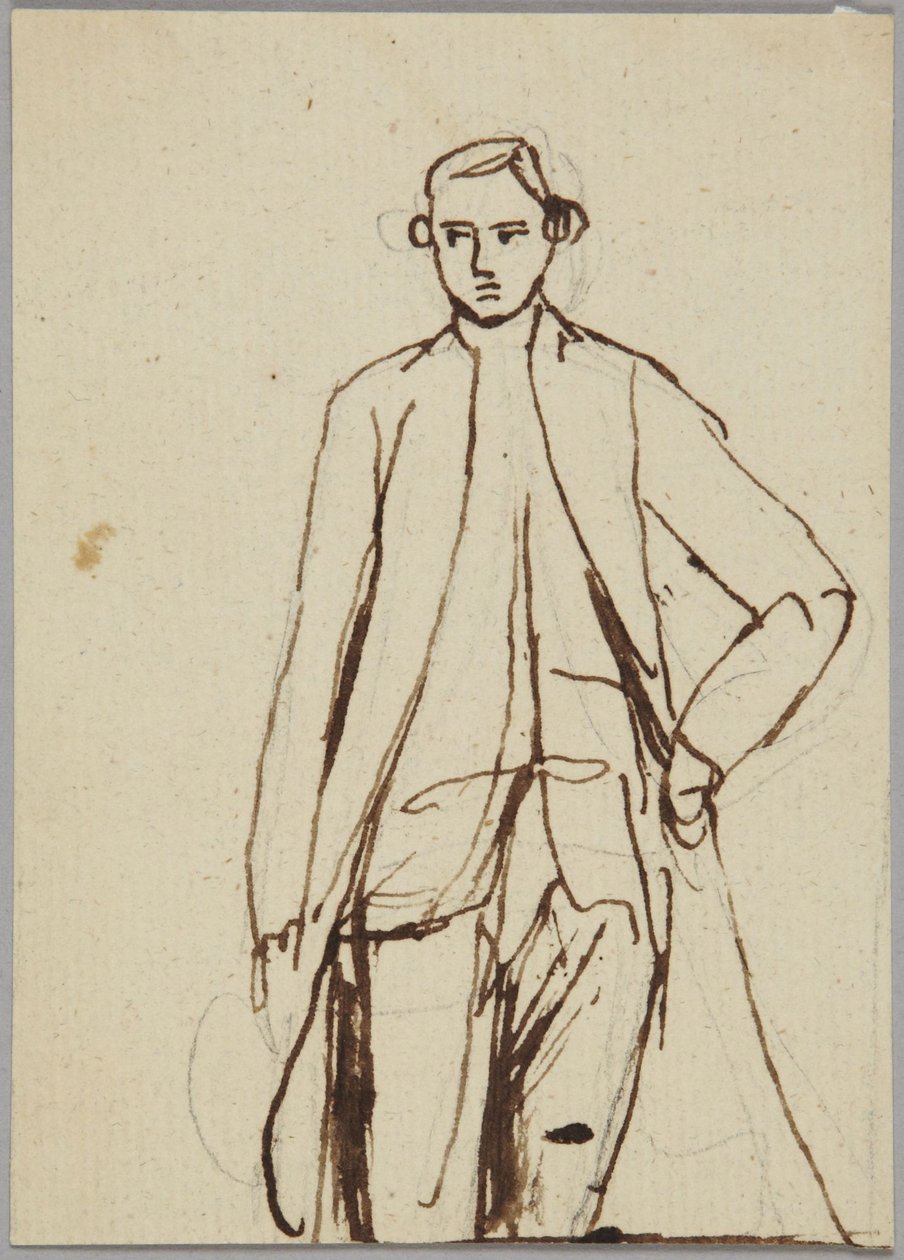Stehende männliche Figur, linke Hand an der Hüfte, Porträtstudie von George Romney