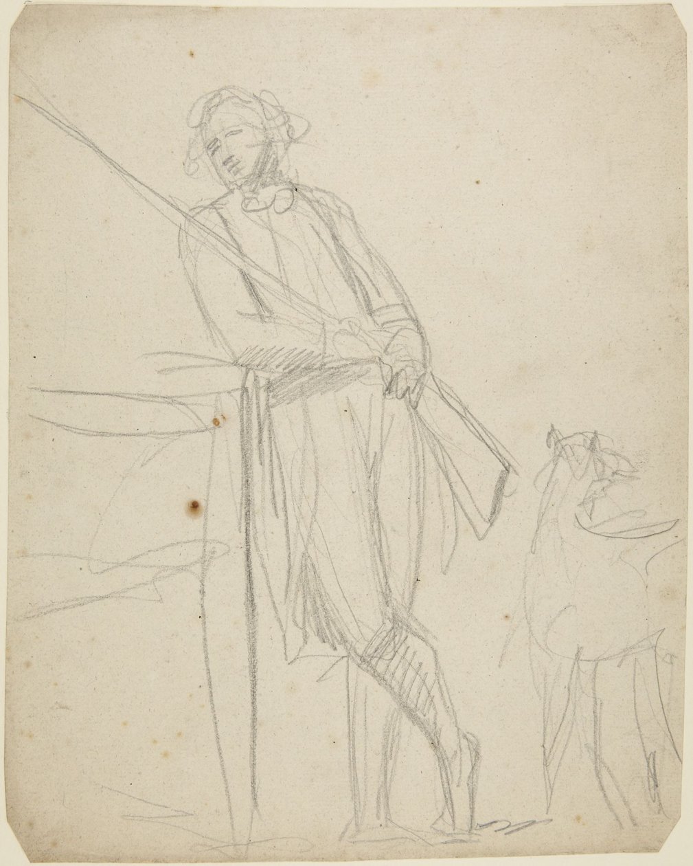 Studie für ein Ganzkörperporträt eines Mannes mit einer Waffe von George Romney