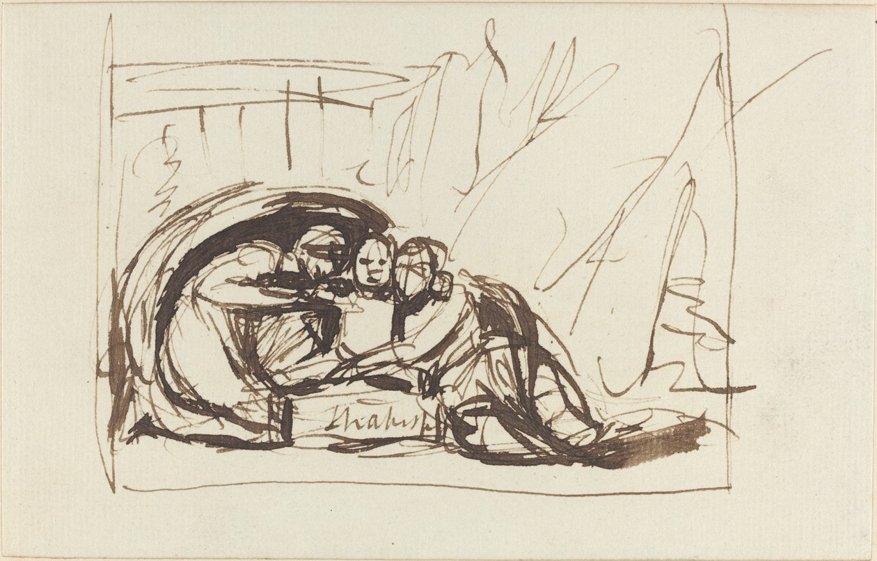 Der junge Shakespeare, genährt von Komödie und Tragödie von George Romney