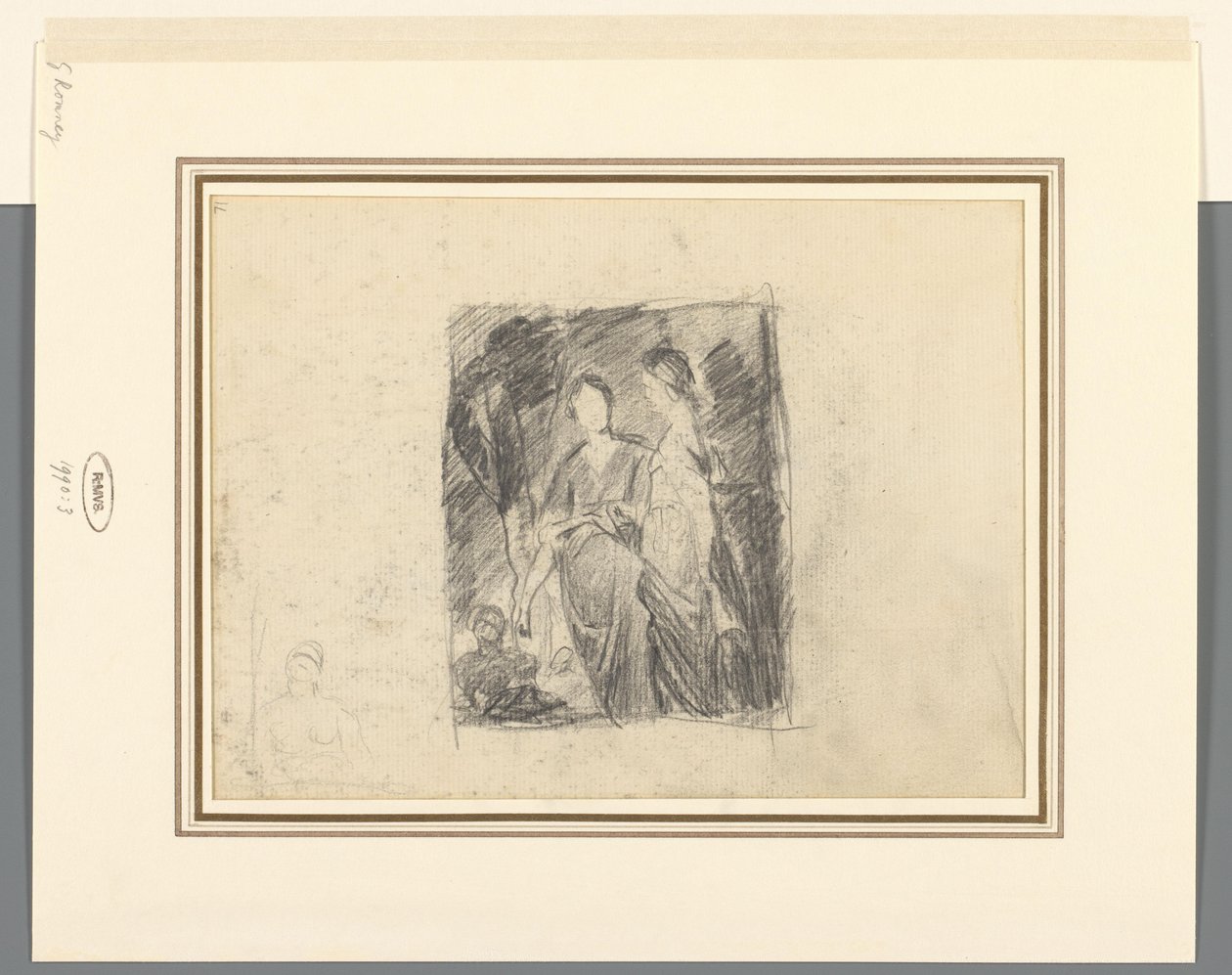 Zwei Frauenfiguren zwischen Bäumen von George Romney