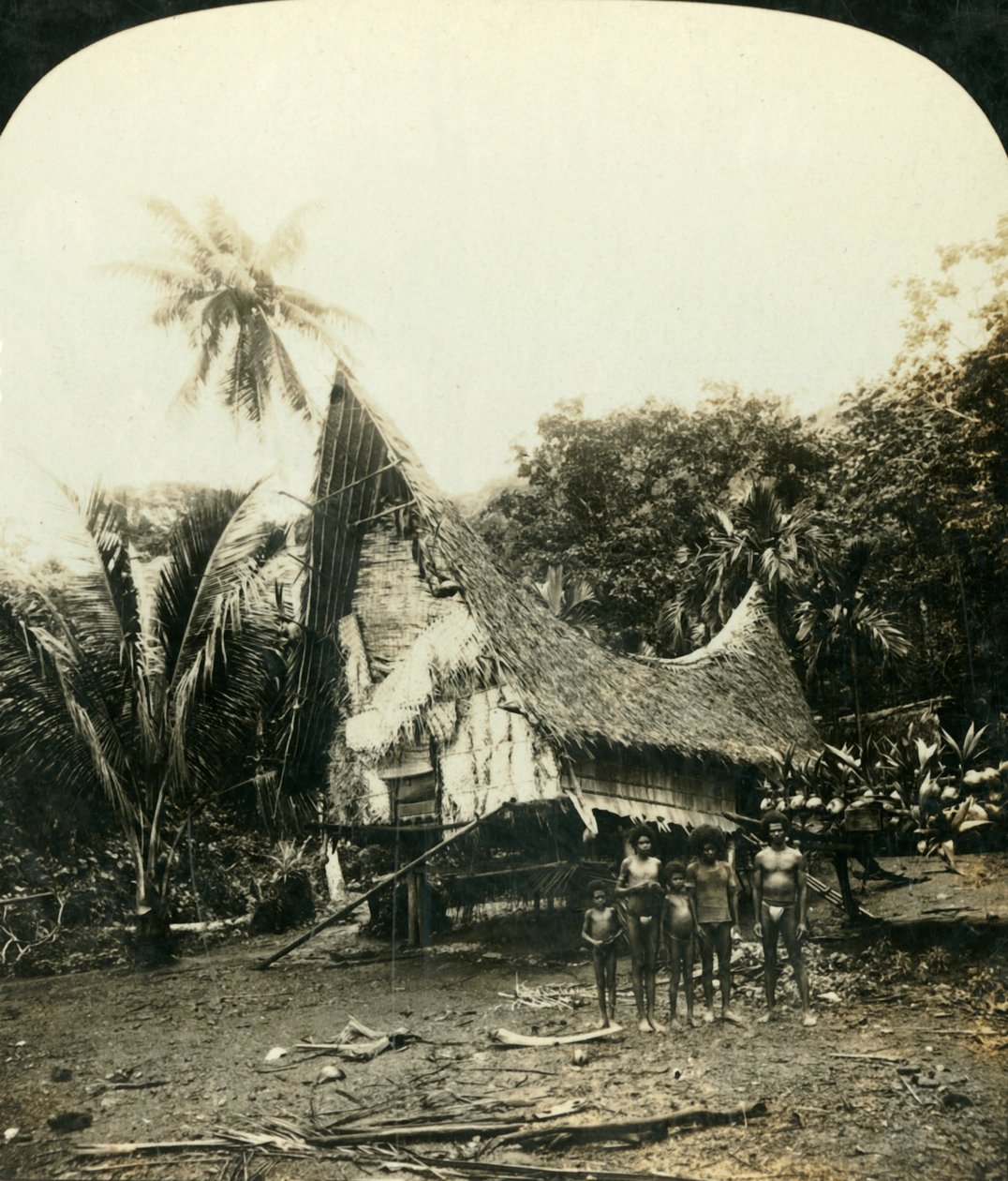Eine einheimische Hütte, Sariba, Britisch-Neuguinea, ca. 1909 von George Rose