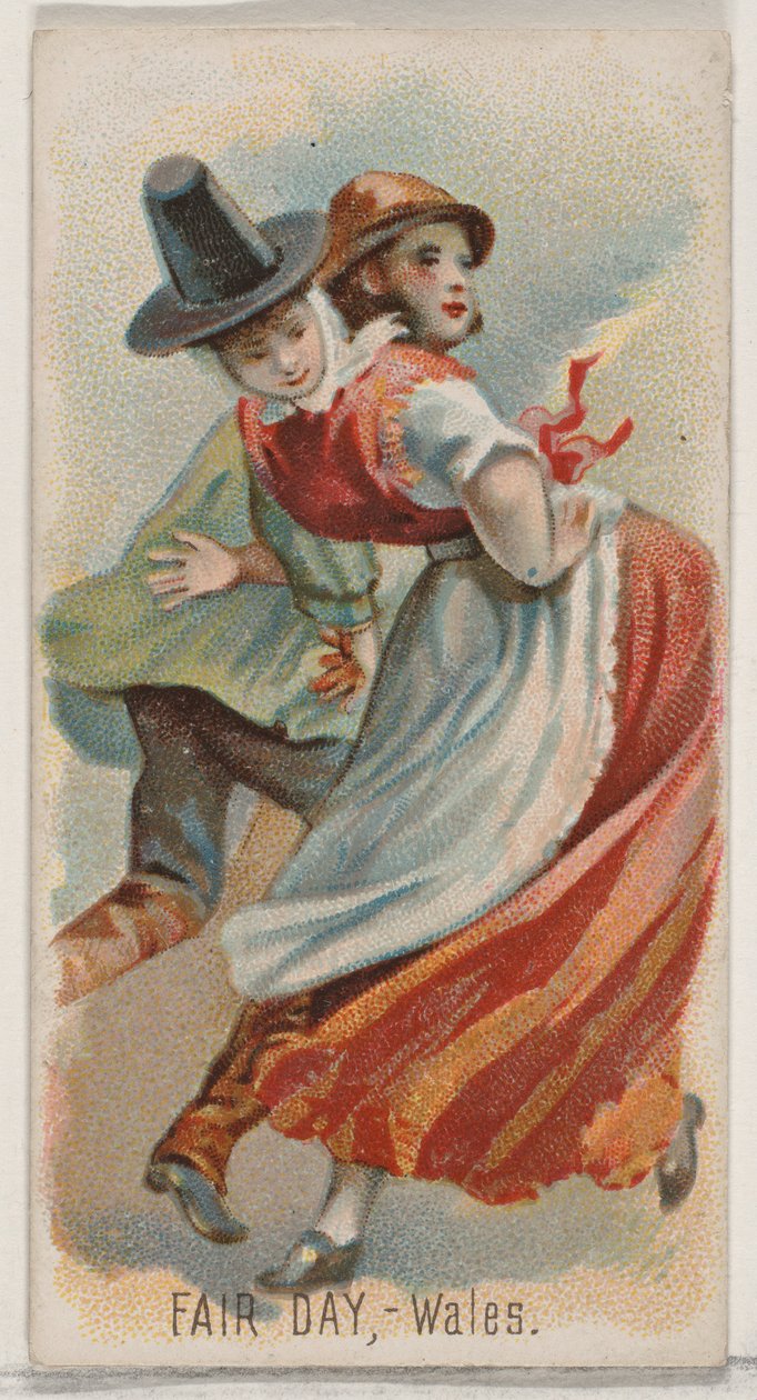 Jahrmarktstag, Wales, aus der Serie Holidays N80 für Duke-Zigaretten, 1890 von George S. Harris and Sons