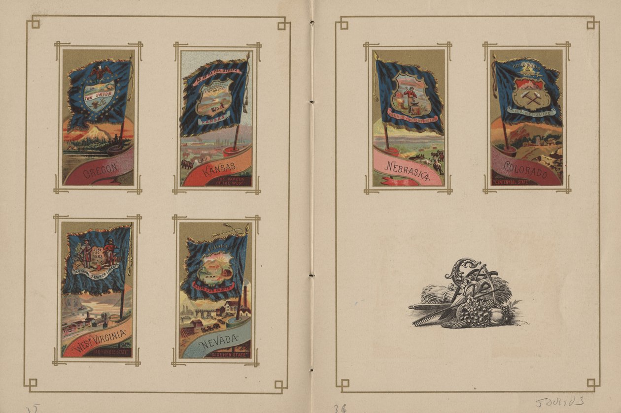Flaggen aller Nationen und der Vereinigten Staaten von Amerika - Seiten 35 und 36, 1887 von George S. and Sons Harris