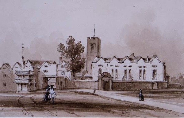 Highgate School und Kapelle, ca. 1840 von George Sidney Shepherd