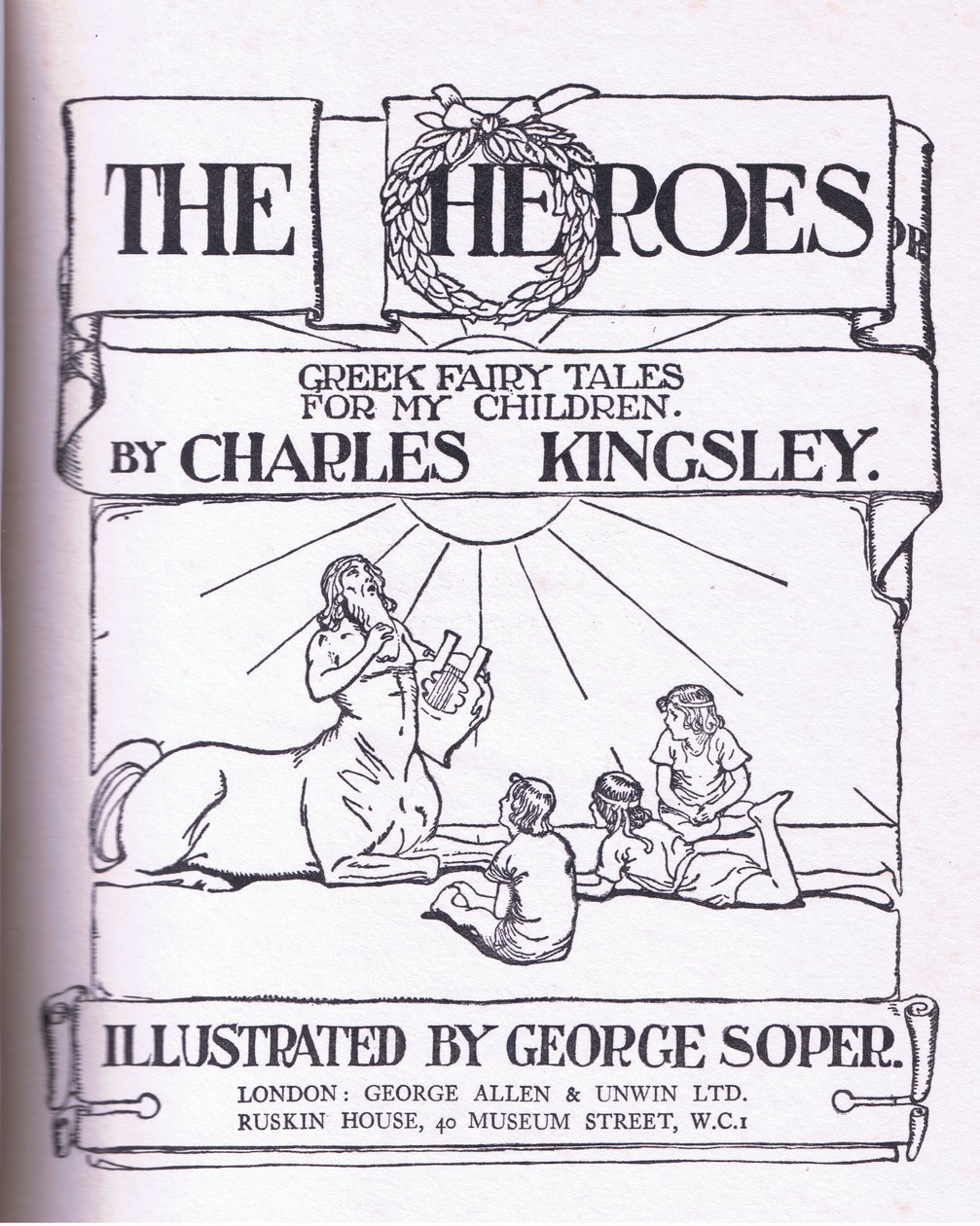 Titelseitengestaltung, aus Die Helden, veröffentlicht von George Allen und Unwin 1929 von George Soper