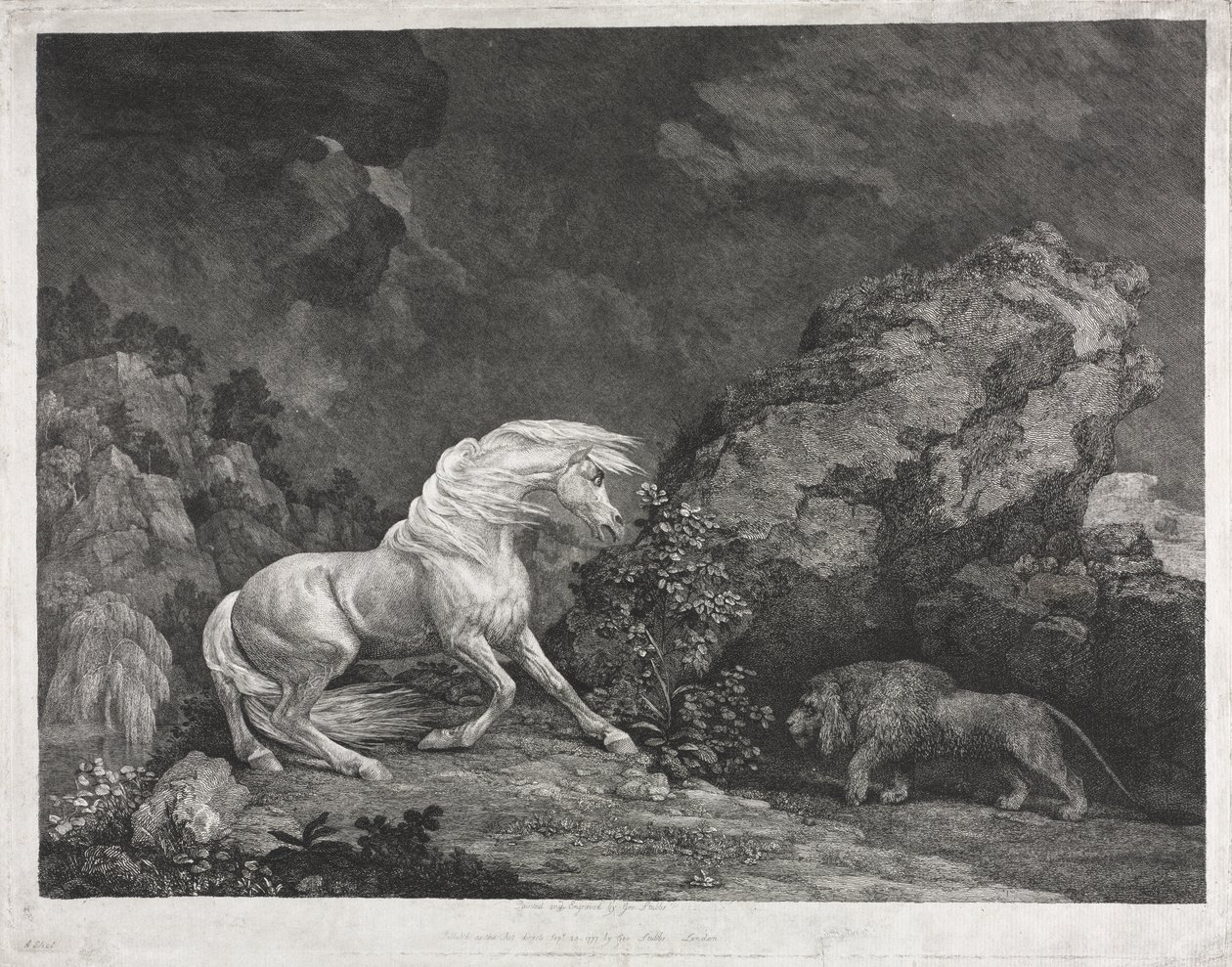 Ein von einem Löwen erschrecktes Pferd von George Stubbs