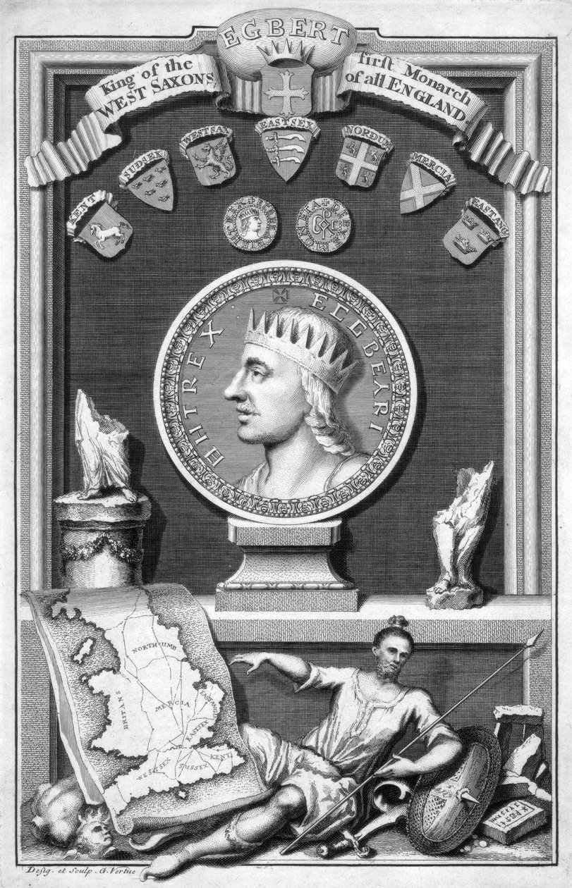 Egbert der Sachse, erster König von ganz England, 18. Jahrhundert von George Vertue