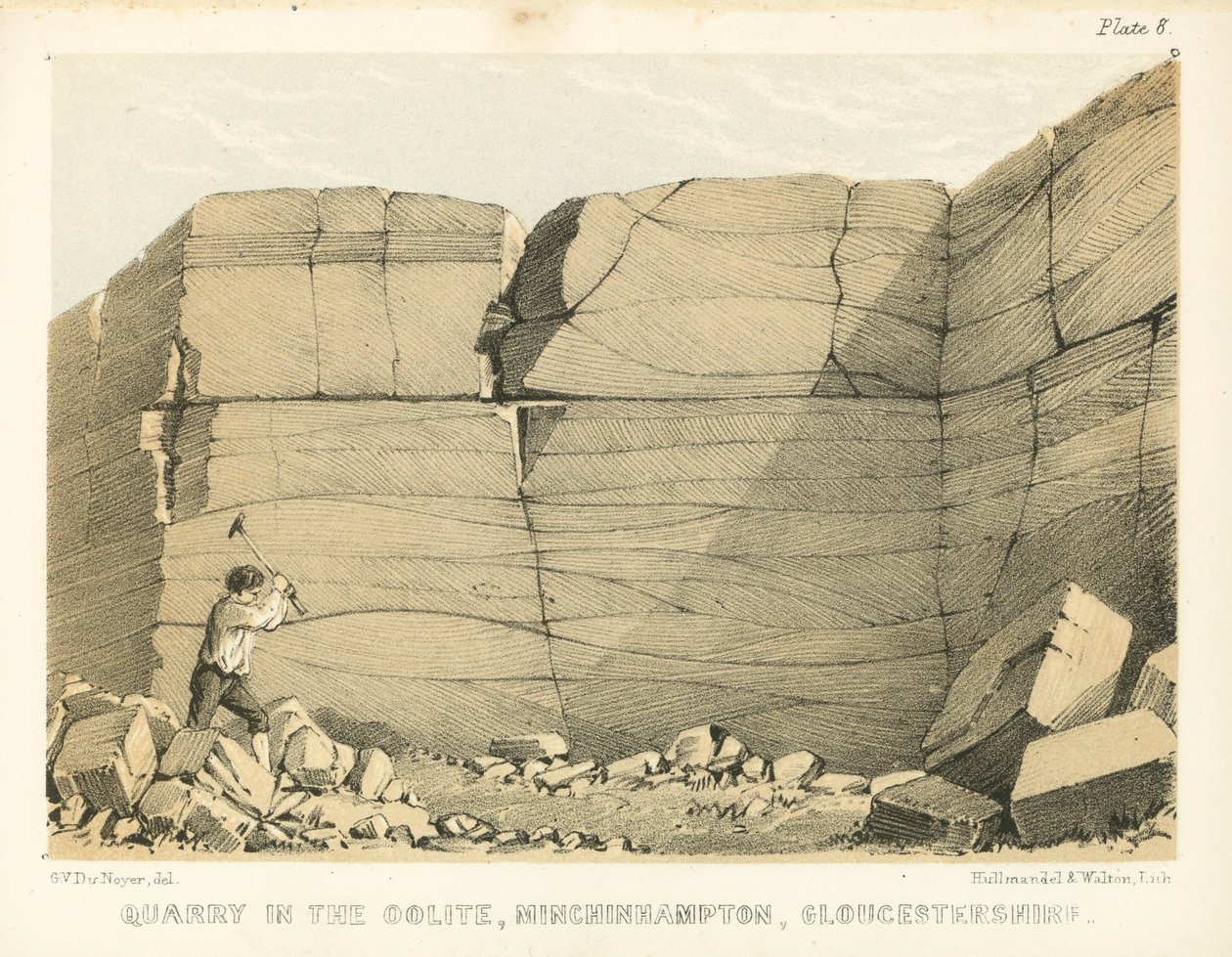 Steinbruch im Oolith, Minchinhampton, Gloucestershire von George Victor Du Noyer