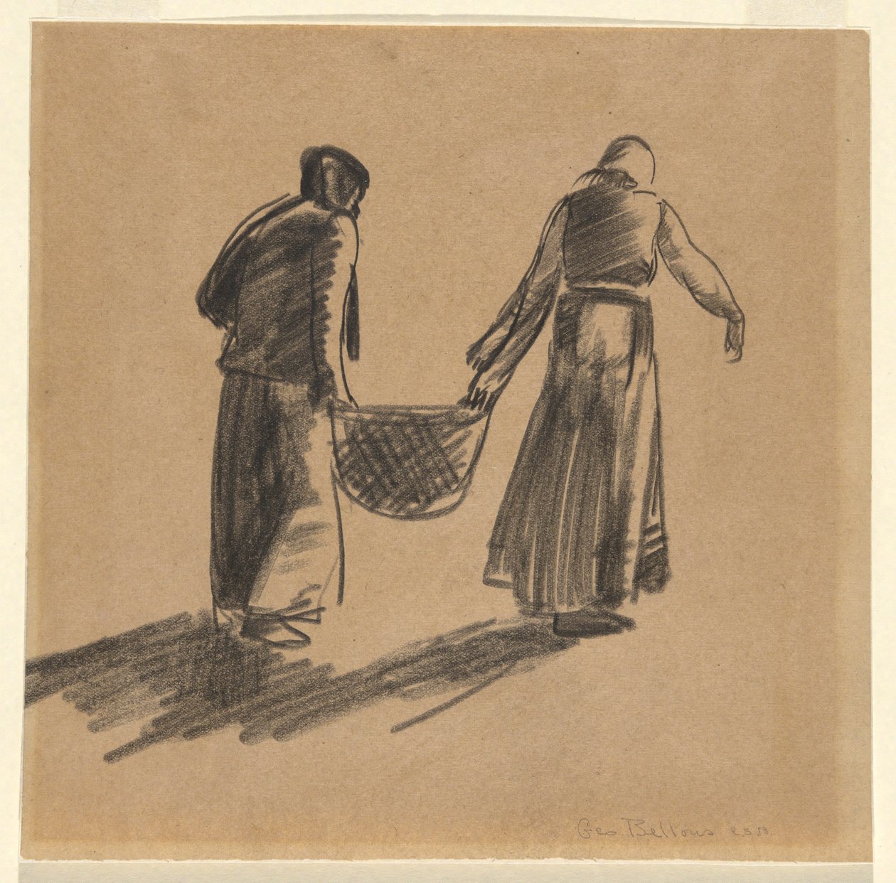 Frau mit Korb und Deckblatt mit Druckanweisungen von George Wesley Bellows