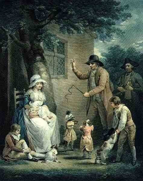 Tanzende Hunde, graviert von Thomas Gaugain, veröffentlicht von T. Philipe, 1796 (Punktstich) von George after Morland