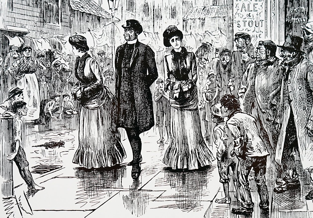 Eine Inspektion der unteren Schichten. Von George du Maurier (1834-1896), einem französisch-britischen Karikaturisten und Autor von George du Maurier
