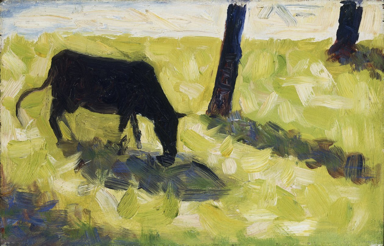 Schwarze Kuh auf einer Wiese, 1881 von Georges Seurat