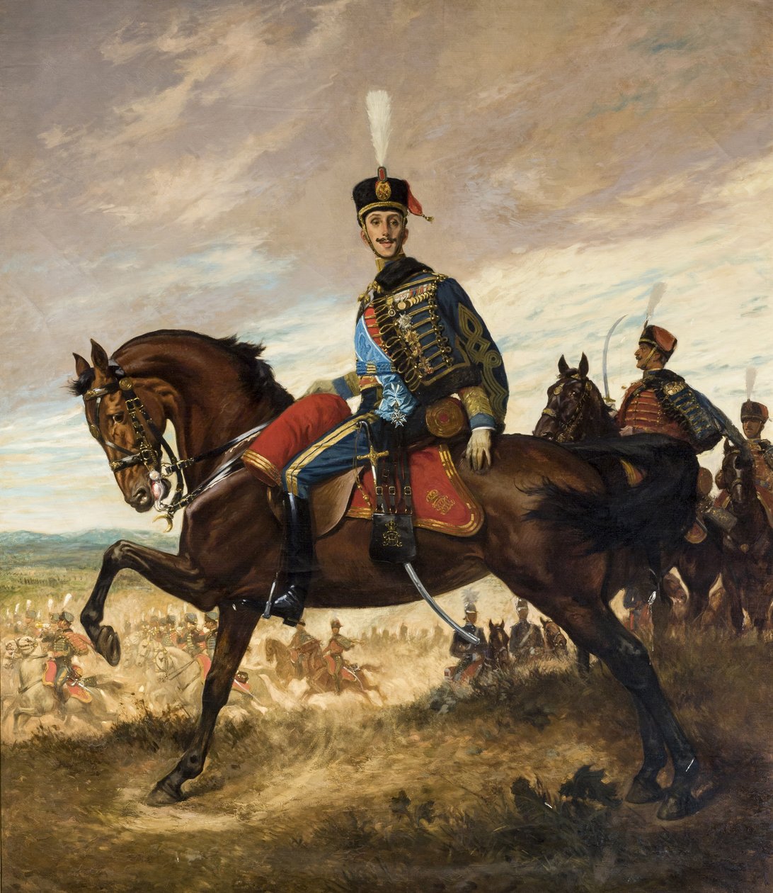 Porträt von Alfonso XIII im Husarenuniform von Georges Scott