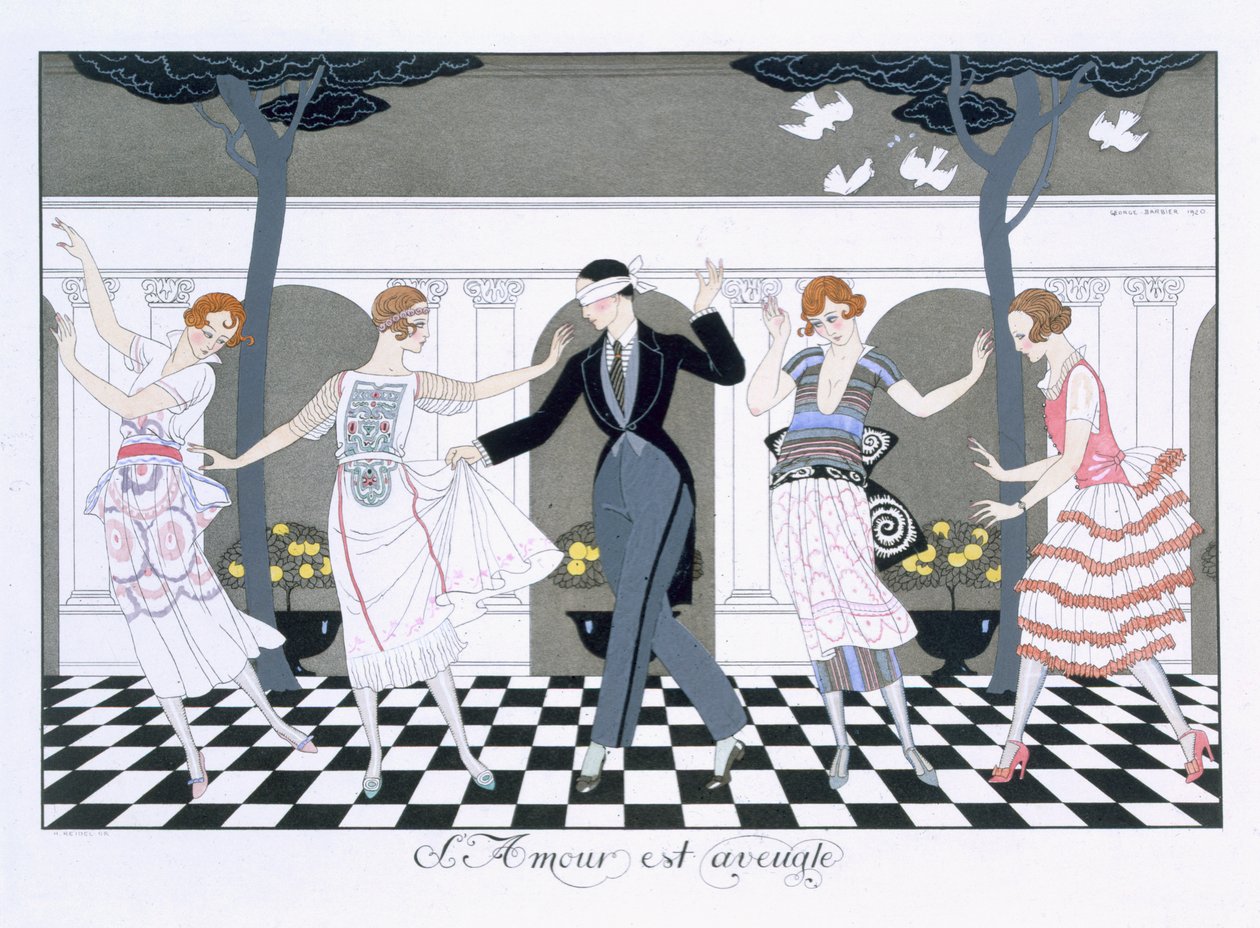 Liebe ist blind, graviert von Henri Reidel von Georges (after) Barbier