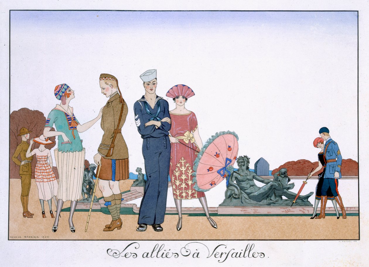 Die Alliierten in Versailles, graviert von Henri Reidel von Georges (after) Barbier