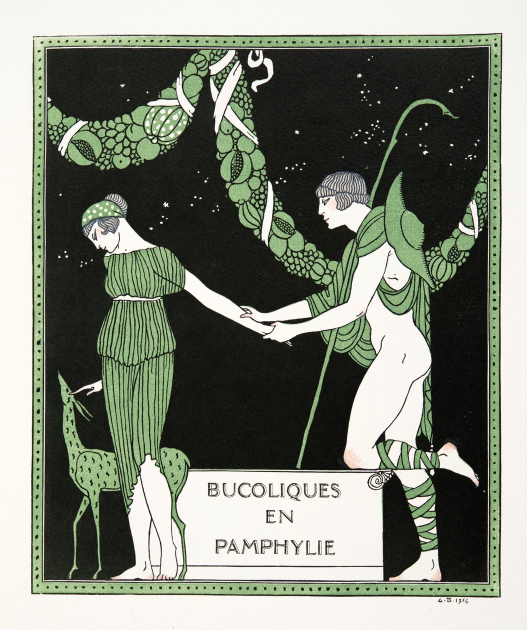Bucoloques en Pamphylie, Illustration aus Les Chansons de Bilitis von Pierre Louys von Georges Barbier