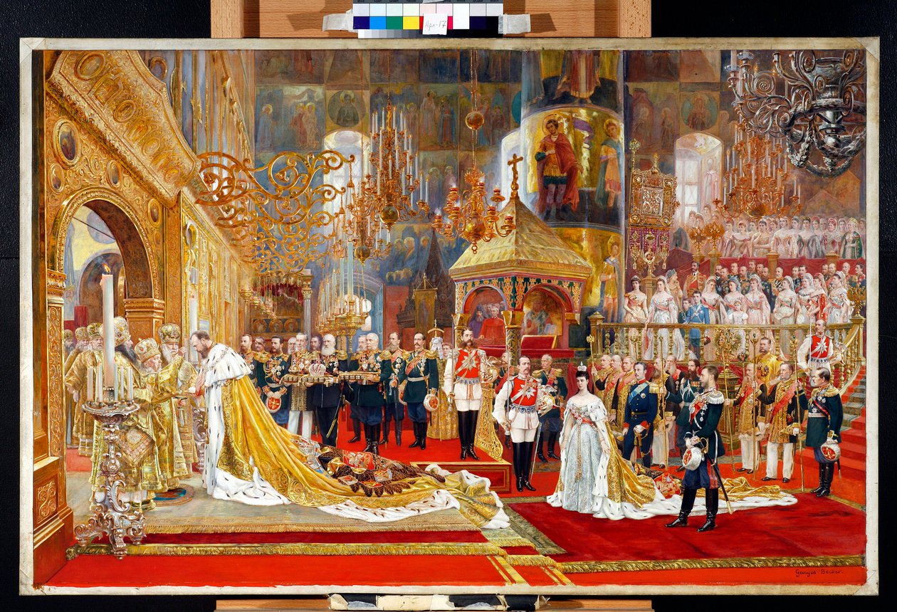 Krönung des Zaren Alexander III. von Russland und der Kaiserin Maria Feodorovna von Georges Becker