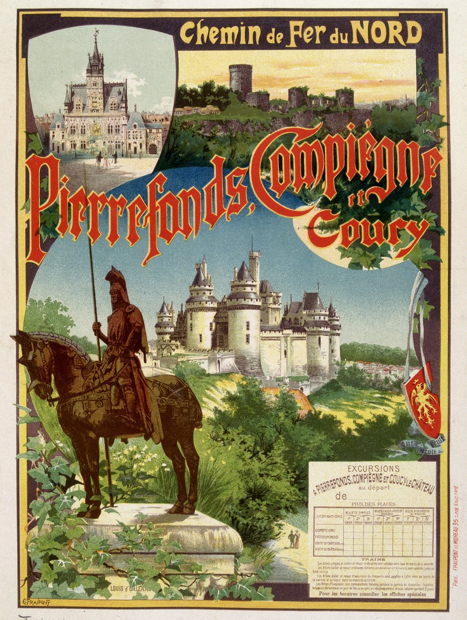 Pierrefonds, Compiègne und Coury - Werbeplakat der Railways du Nord, von G. Fraipont von Georges Fraipont