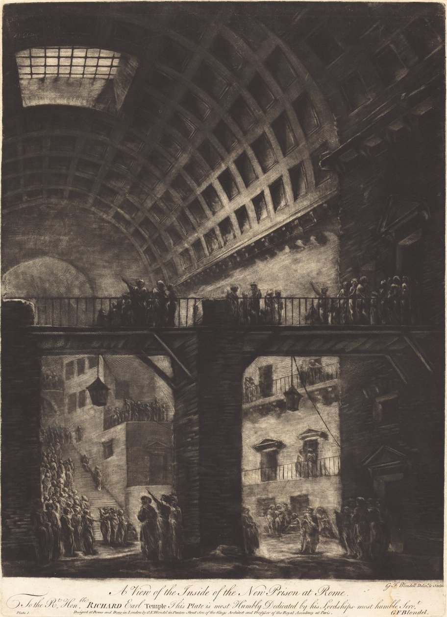 Ansicht des Inneren des neuen Gefängnisses in Rom von Georges François Blondel