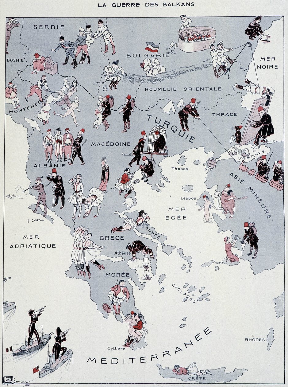 Der Balkankrieg: Karte des Kriegsschauplatzes - in "La Vie Parisienne" vom 26.10.1912 von Georges Leonnec