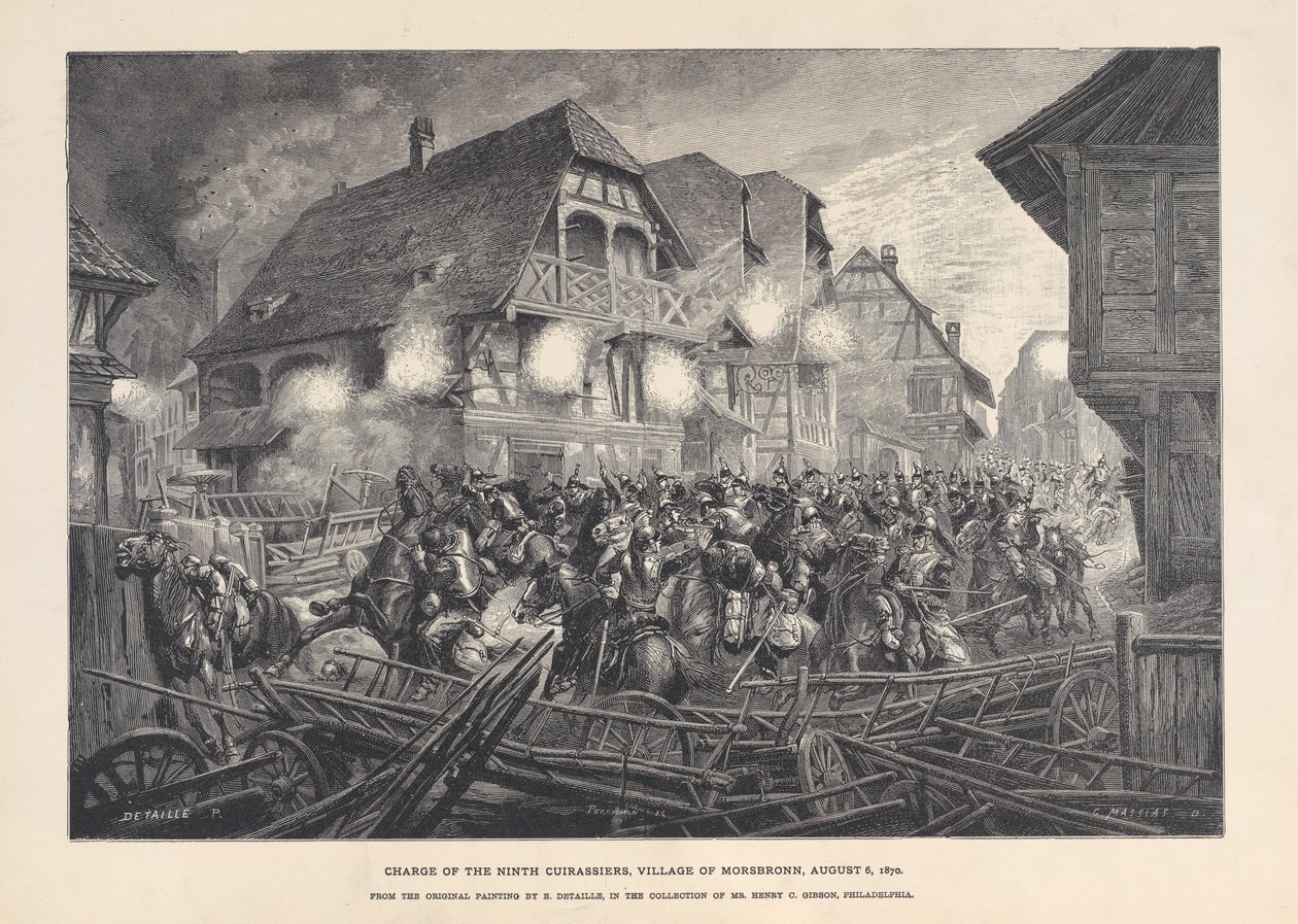 Angriff der neunten Kürassiere, Dorf Morsbronn, 6. August 1870, 1874-1900 von Georges Léon Alfred Perrichon