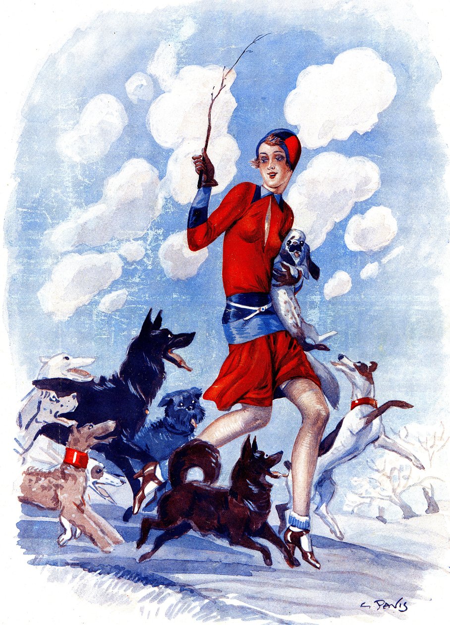 Frühlingsfrechheit, das Mädchen der Mumie in Gefahr - Illustration aus la Vie Parisienne von Georges Pavis
