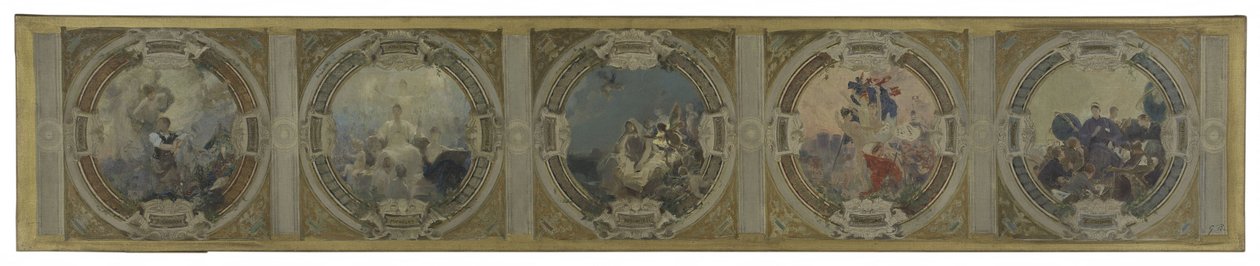 Skizze für die Lobau-Galerie im Pariser Rathaus: Kunst. Geschichte. Philosophie. Die Französische Revolution. Wissenschaft von Georges Picard