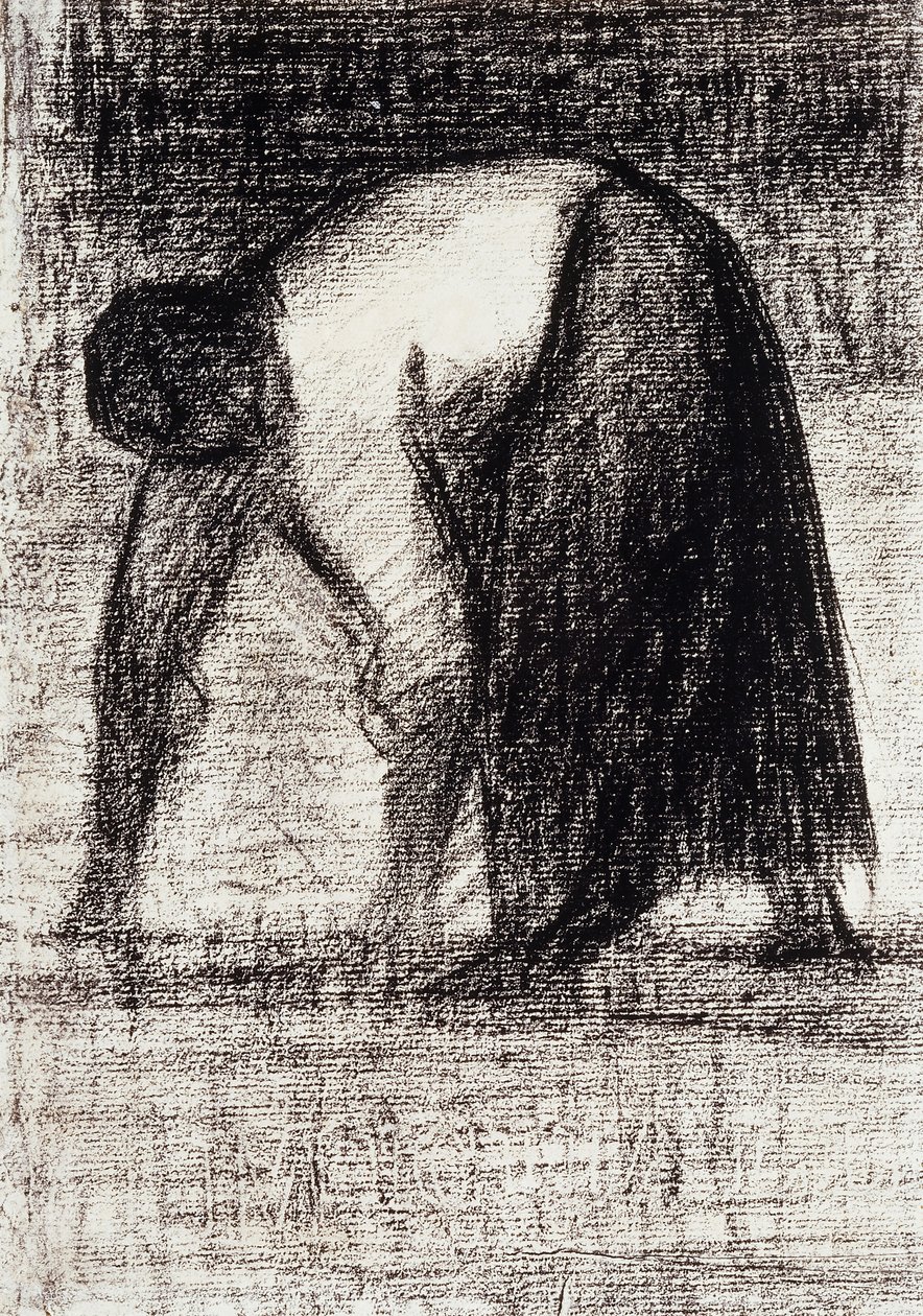 Bäuerin mit Händen im Boden von Georges Pierre Seurat