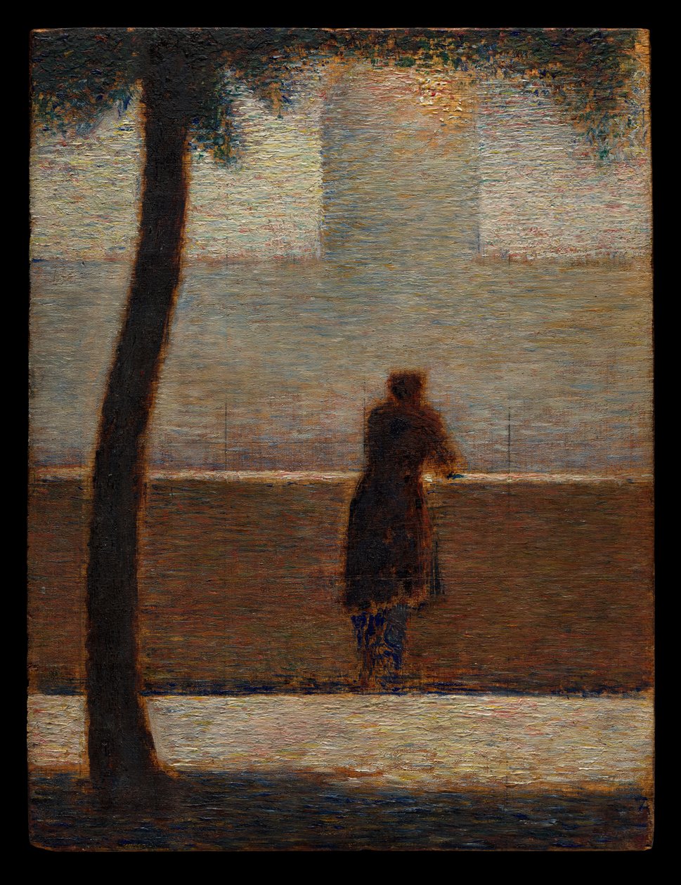 Ein Mann lehnt an einem Geländer von Georges Seurat