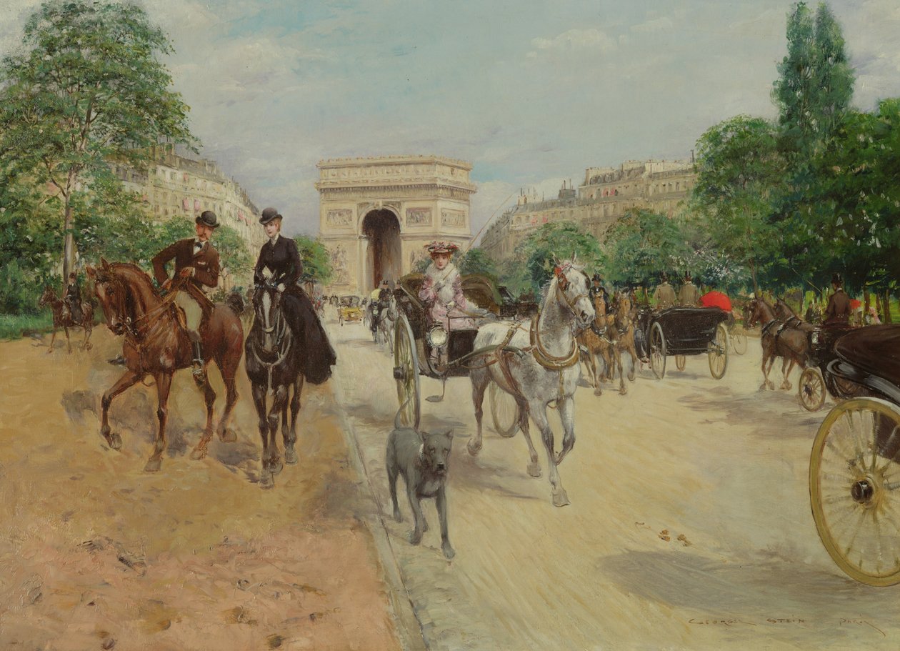 Reiter und Kutschen auf der Avenue du Bois, 1910 von Georges Stein