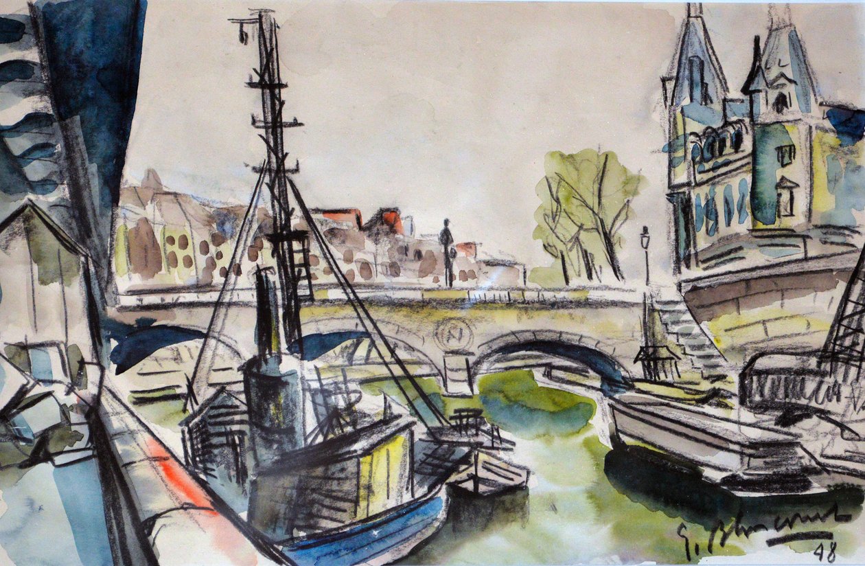 Die Seine in Paris, 1948 von Gerald Bloncourt