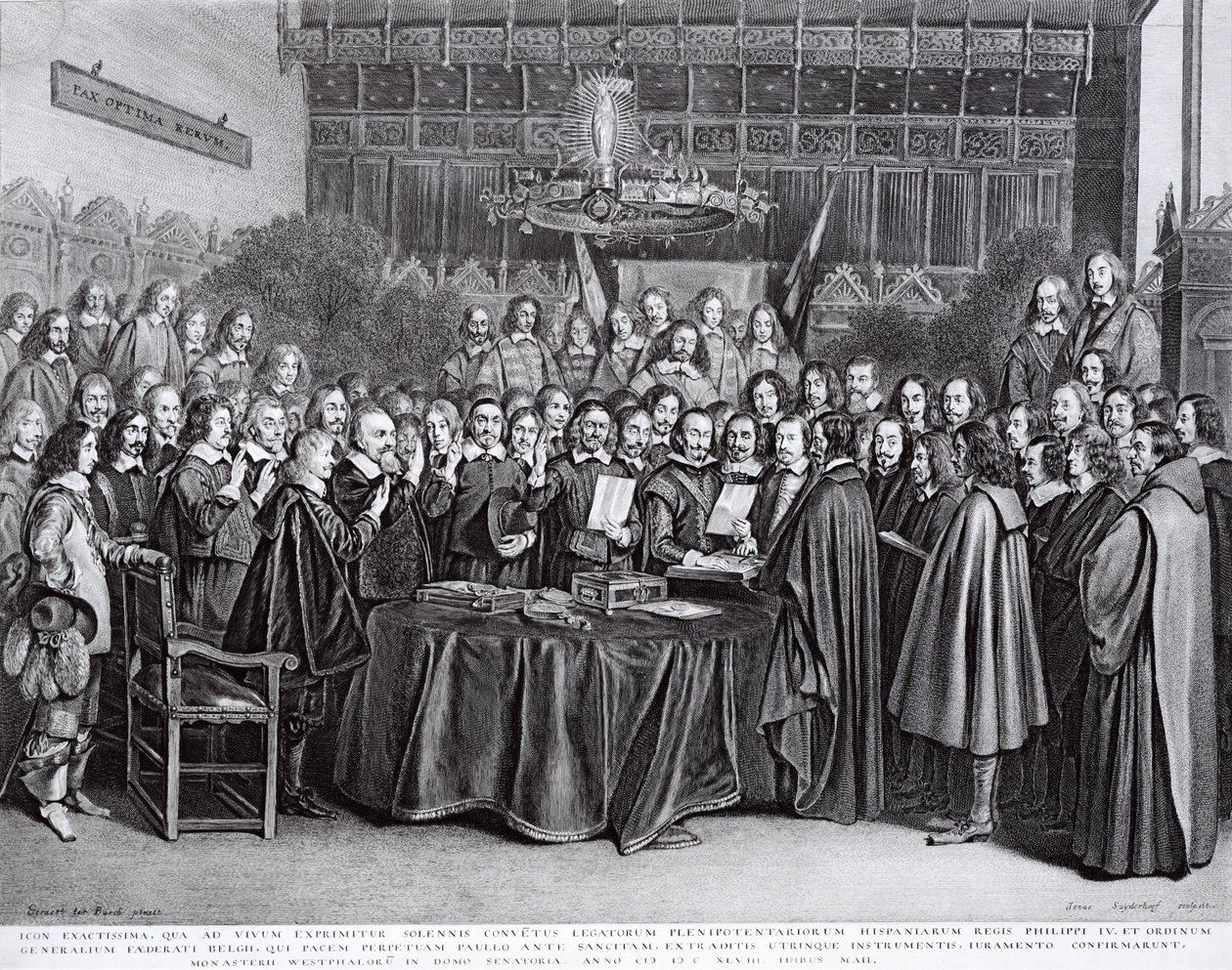 Der Schwur des Ratifizierungsvertrags von Westfalen in Münster, 24. Oktober 1648 von Gerard ter Borch