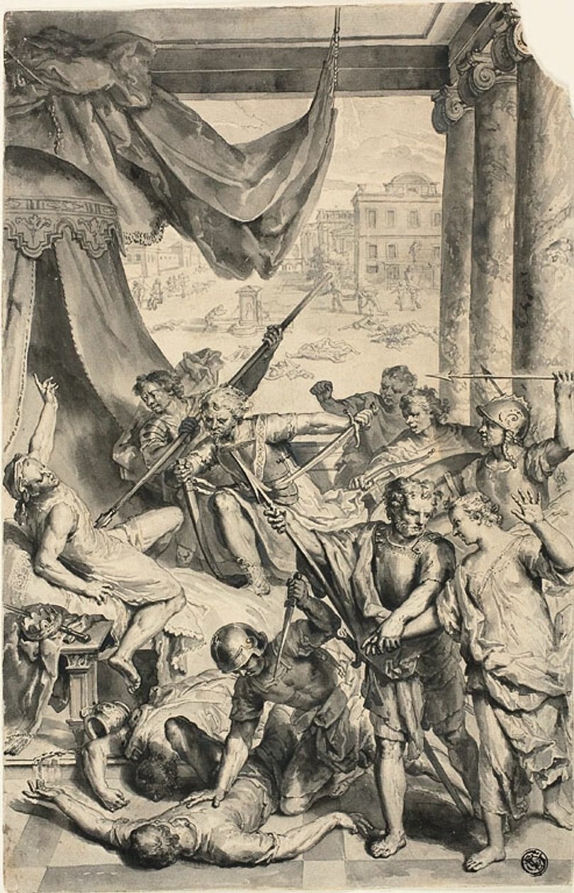 Studie für Simeon und Levi erschlagen die Sichemiten, aus Figures de la Bible von Gerard Hoet I