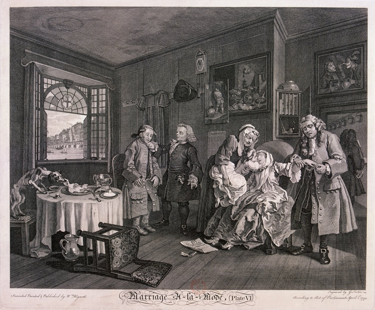Die Hochzeit à la mode, Platte VI, 1745 von Gerard Jean Baptiste Scotin