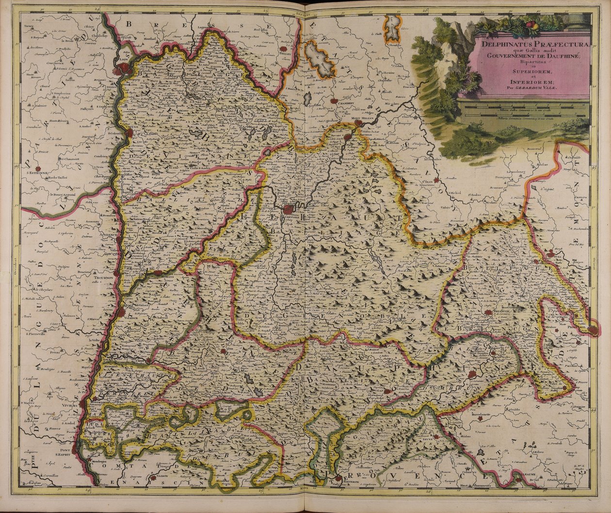 Delphinatus Präfektur, bekannt als Gouvernement de Dauphiné, unterteilt in obere und untere von Gerard Valck