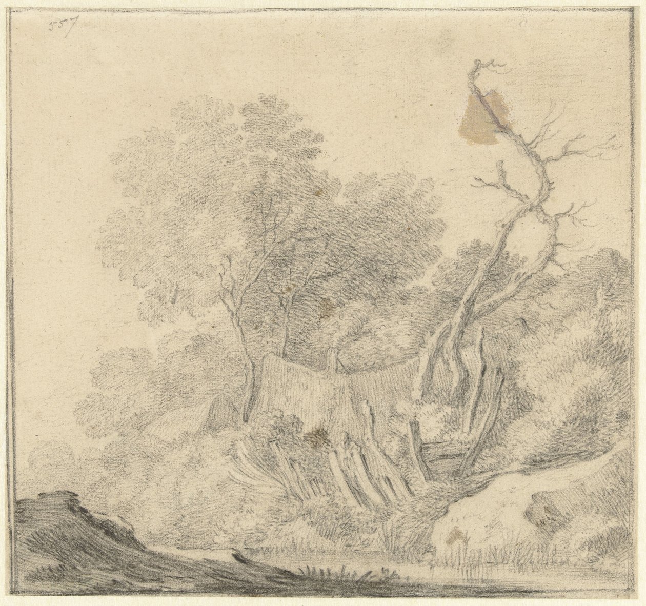 Häuser zwischen Bäumen am Wasser von Gerard ter Borch (II) (possibly)