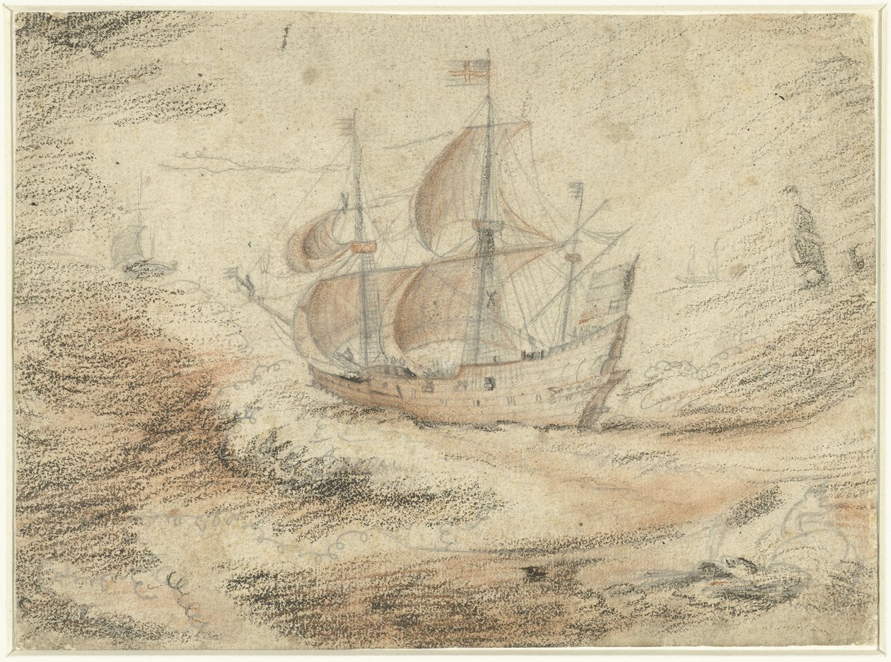 Segelndes Schiff auf See von Gerard ter Borch (II) (possibly)