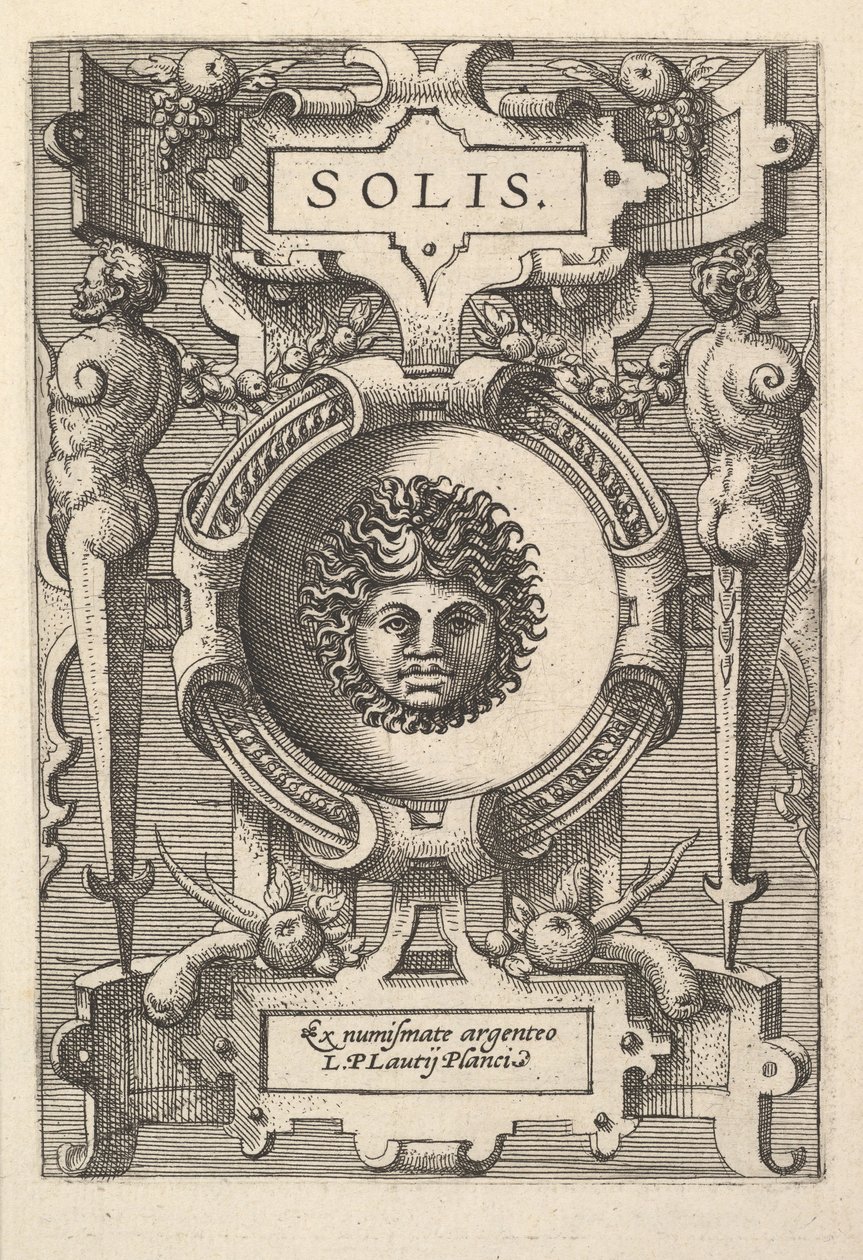 Büste von Sol umgeben von Bandwerk, aus der Serie 