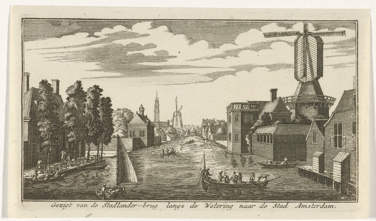 Ansicht entlang der Wetering auf Amsterdam von Gerardus Condet