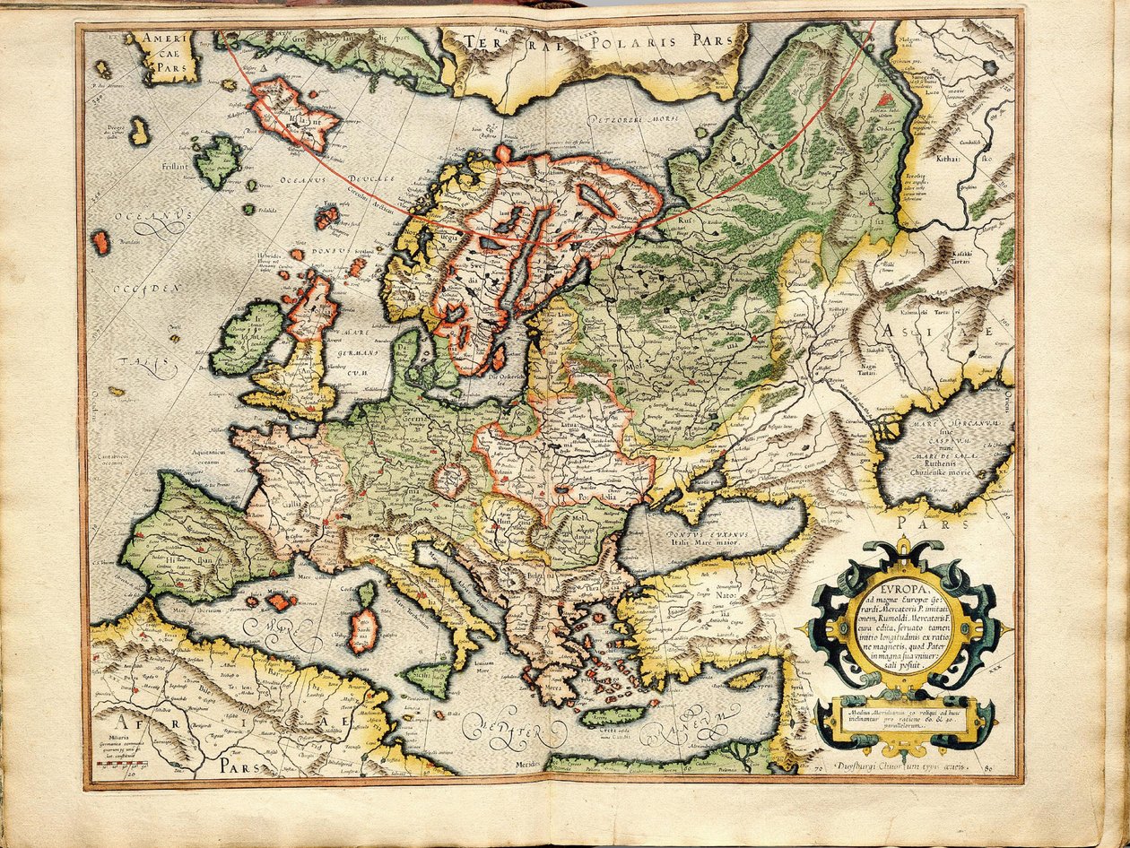 Atlas sive Cosmographicae Meditationes de Fabrica Mundi et Fabricati Fugura Europe: Livonia, Russland von Gerardus Mercator