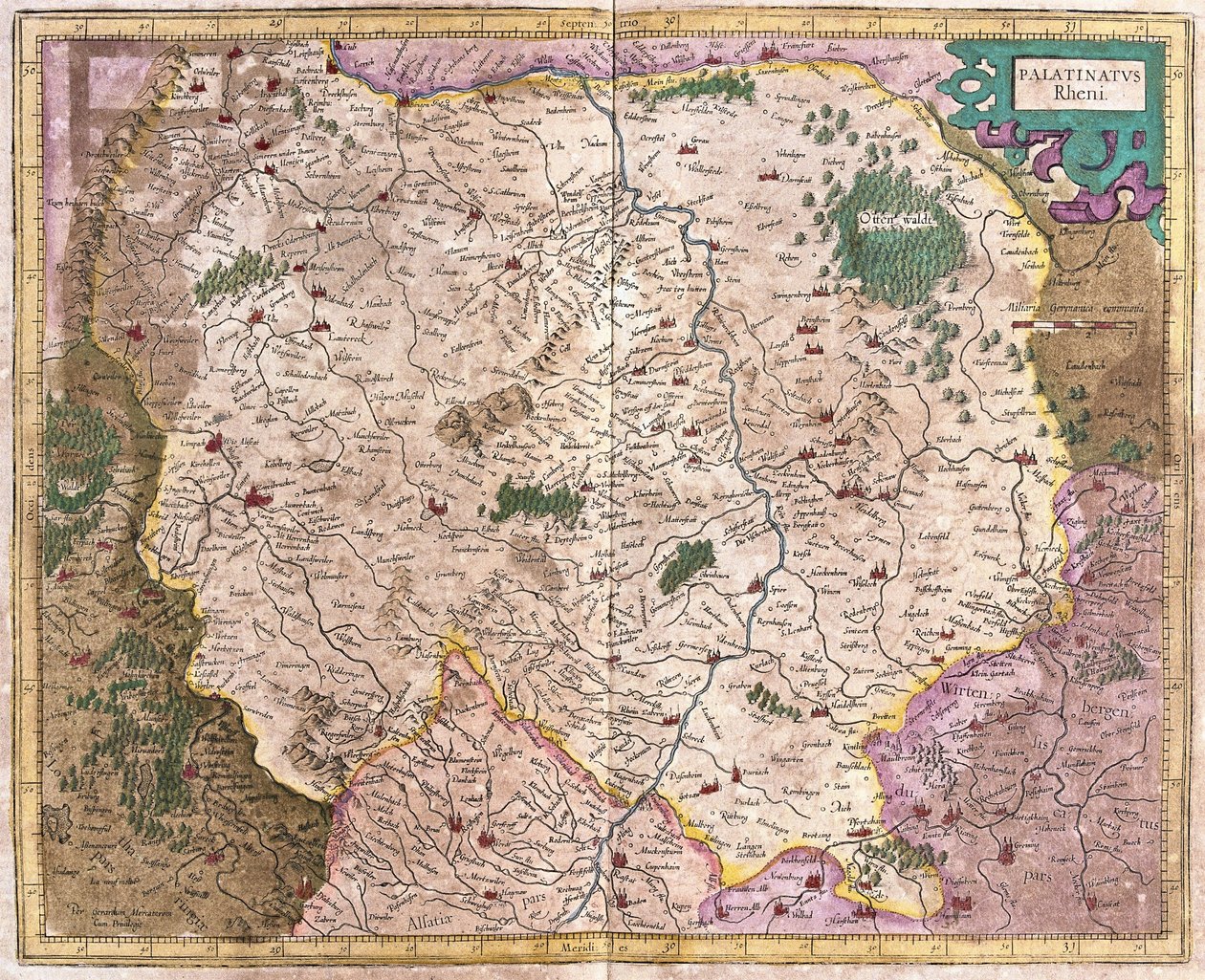 Bayerische Region und der Fluss Donau, Deutschland von Gerardus Mercator