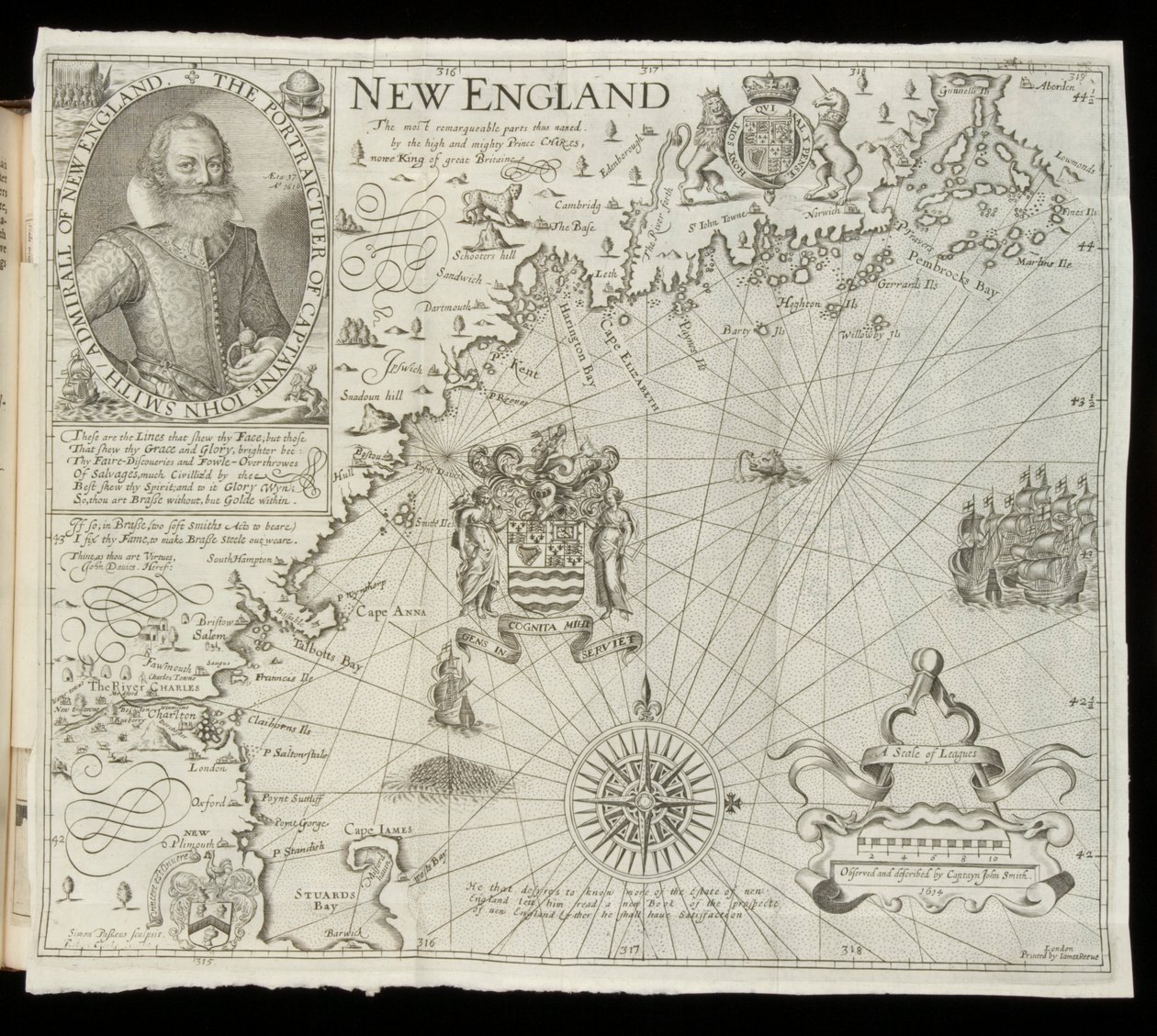 Karte von Neuengland, aus Historia Mundi: oder Mercator’s Atlas, London, 1635 von Gerardus Mercator