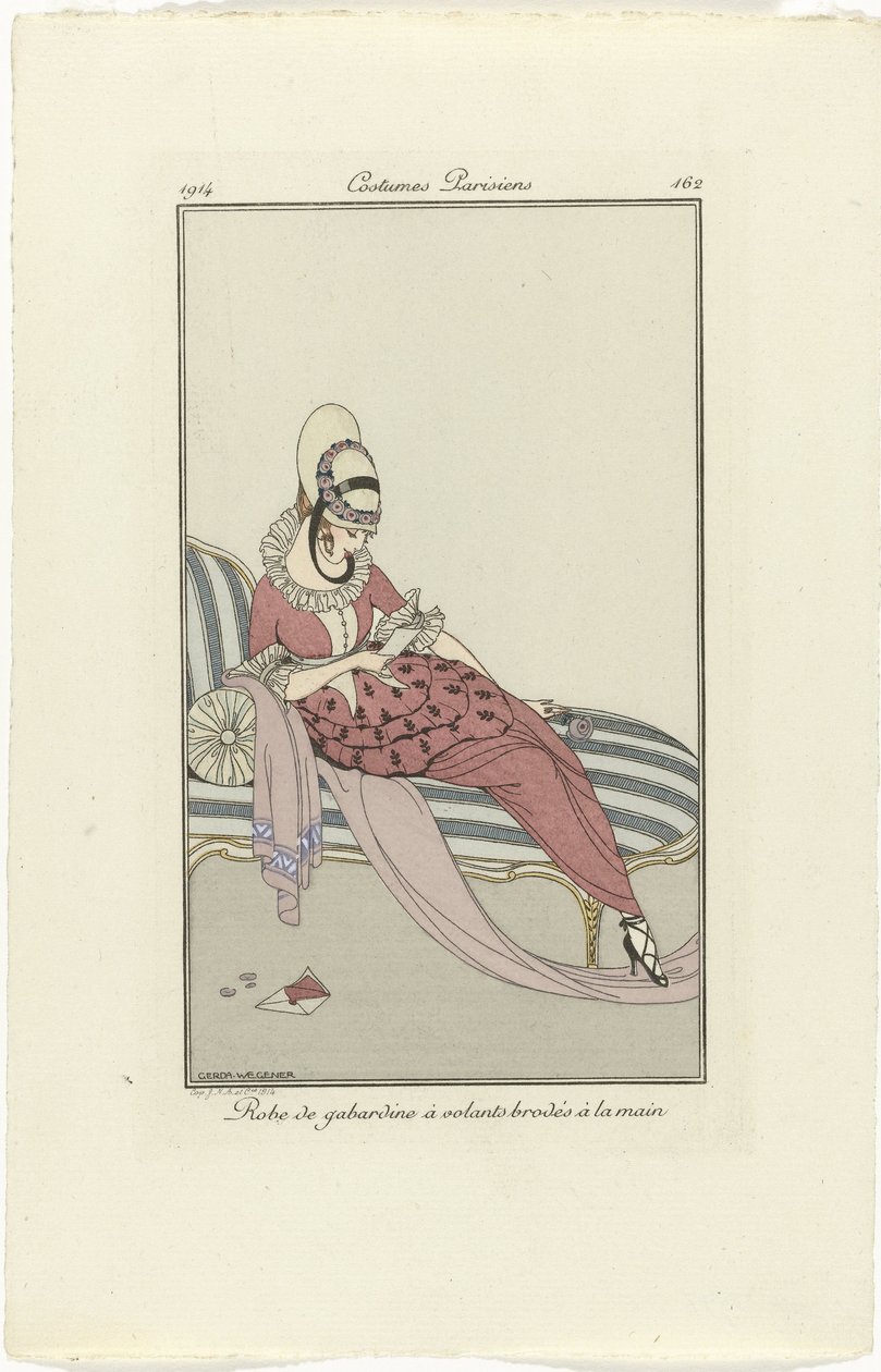 Journal des Dames et des Modes, Costumes Parisiens, 1914, Nr. 162: Robe de gabardin von Gerda Wegener