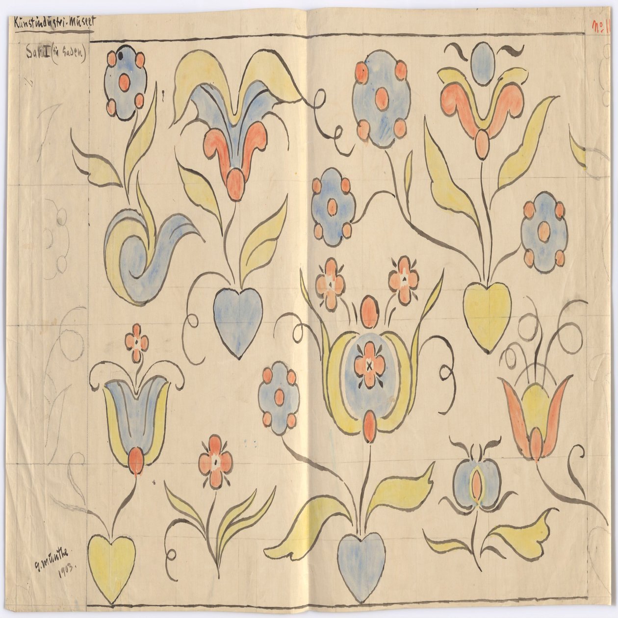Oslo Kunstindustrimuseum: Saal I (zur Straße). Blatt Nr. 11 von Gerhard Munthe