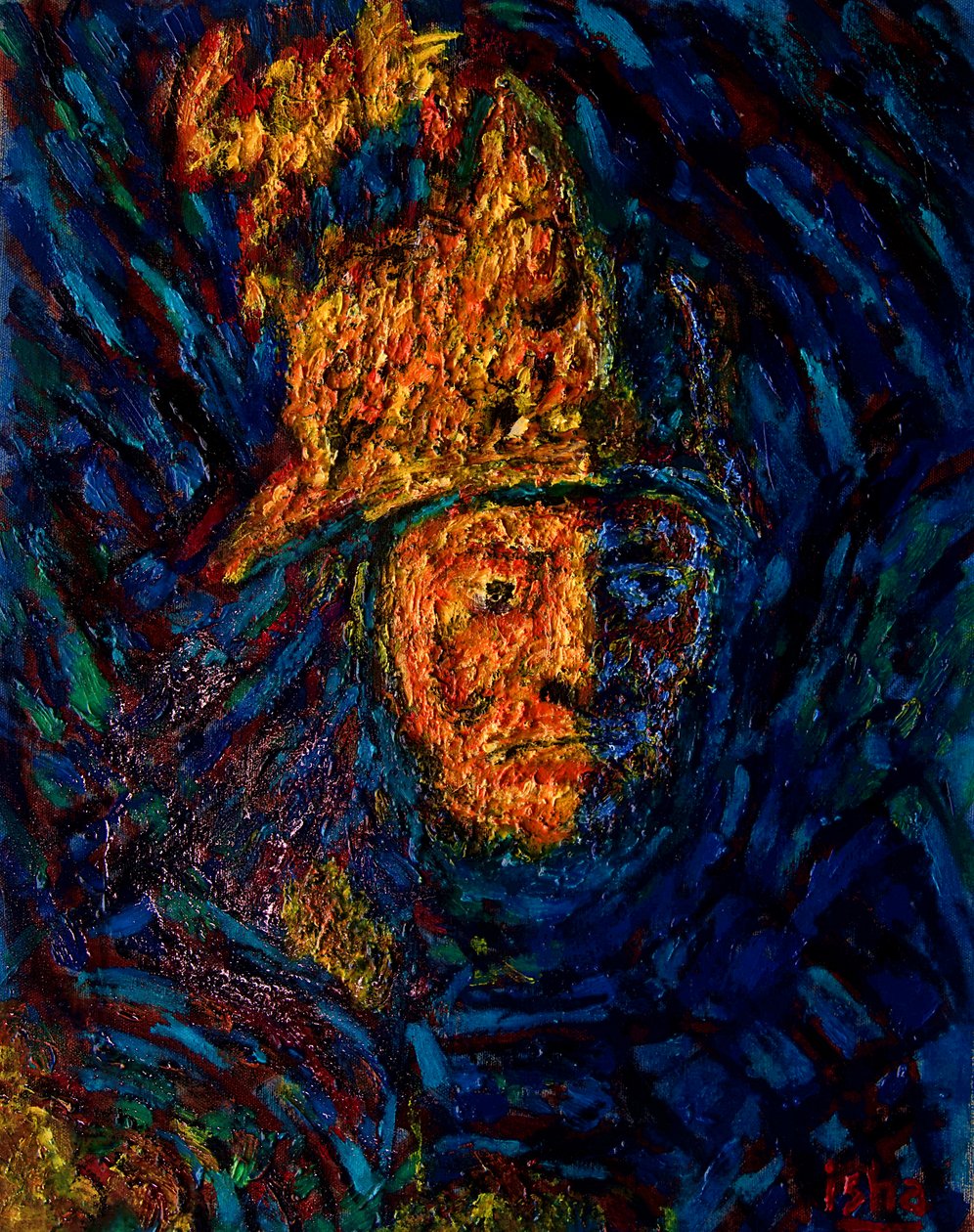Helmtragender Goldmann nach Rembrandt, 2020 von Gerhardt Isringhaus